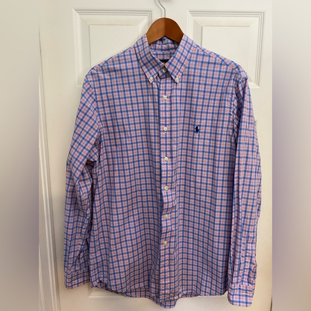 Ralph Lauren Blue and Pink Plaid Button Down Shirt